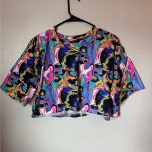 Multicolor Abstract Crop Top